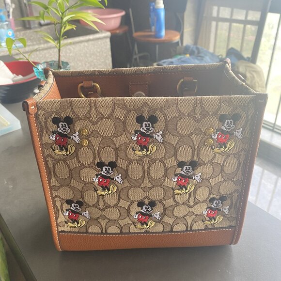 Disney X Coach Dempsey Tote 22 In Signature Jacquard With Mickey Mouse Print